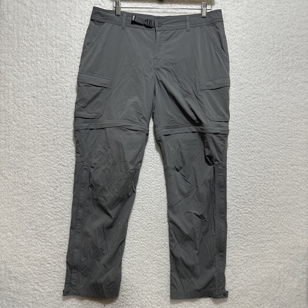 REI Relaxed Convertible Pants Petites‎ 14 Gray Zip Pockets Snaps Trail Hiking